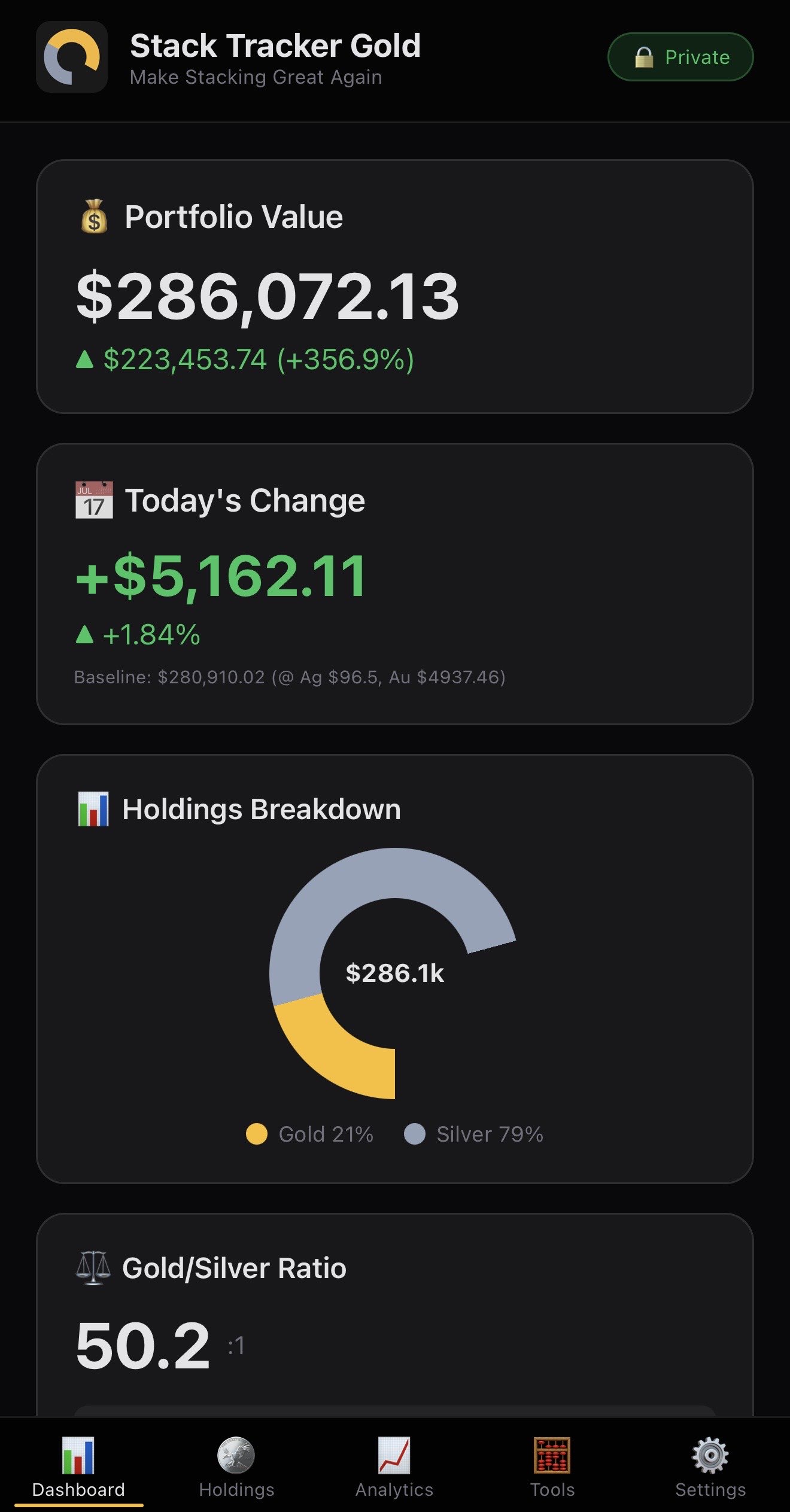 Stack Tracker Gold App Screenshot